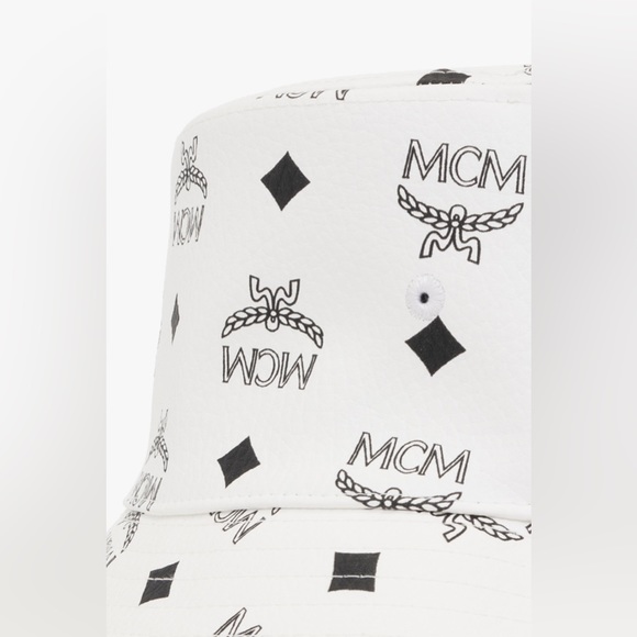 MCM White Visetos Monogram Logo Bucket Hat NWT - Picture 3 of 10